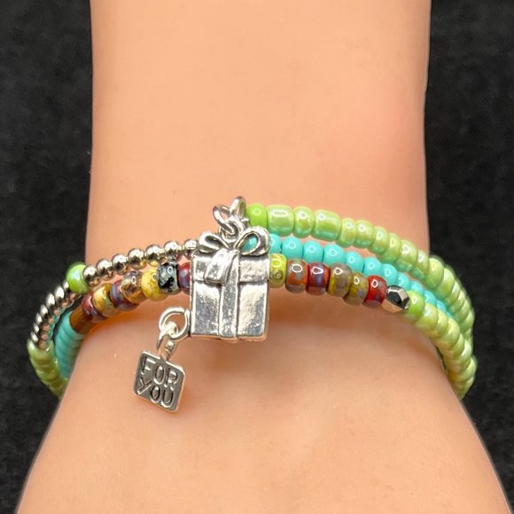 Silver Charm Boho Beaded Bracelet For Women - Picture 1 of 4